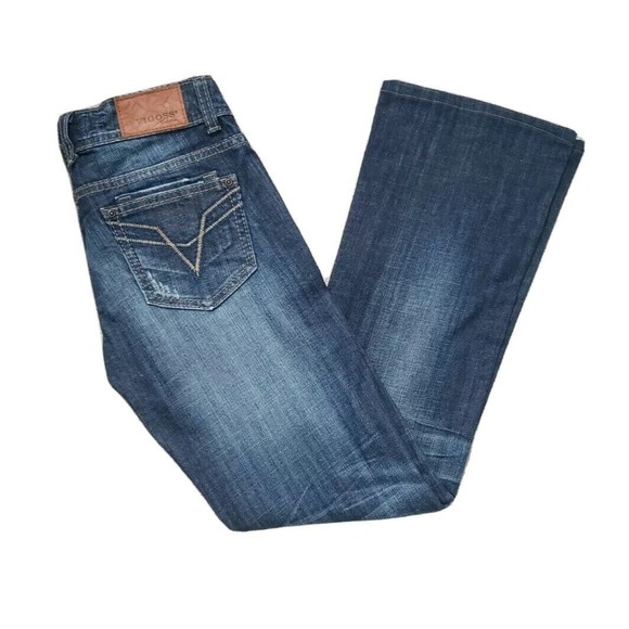Vigoss Denim - Vigoss Bootcut Stone Wash Distress Women Denim Blue Jean Size 3